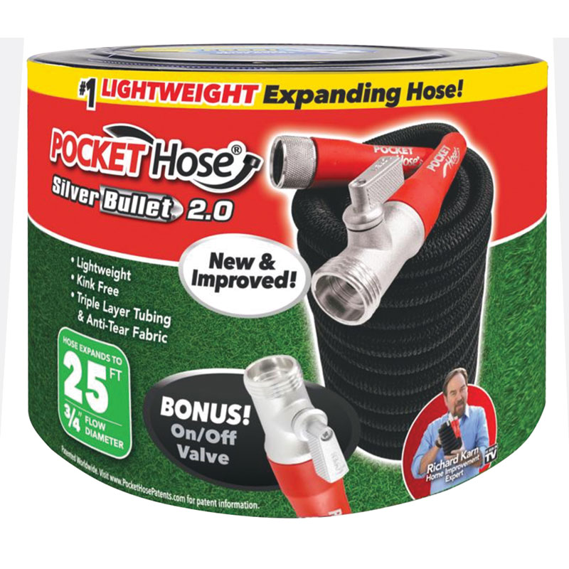 25 Ft. Pocket Hose® Silver Bullet 2.0 Expandable Flexible Garden Hose