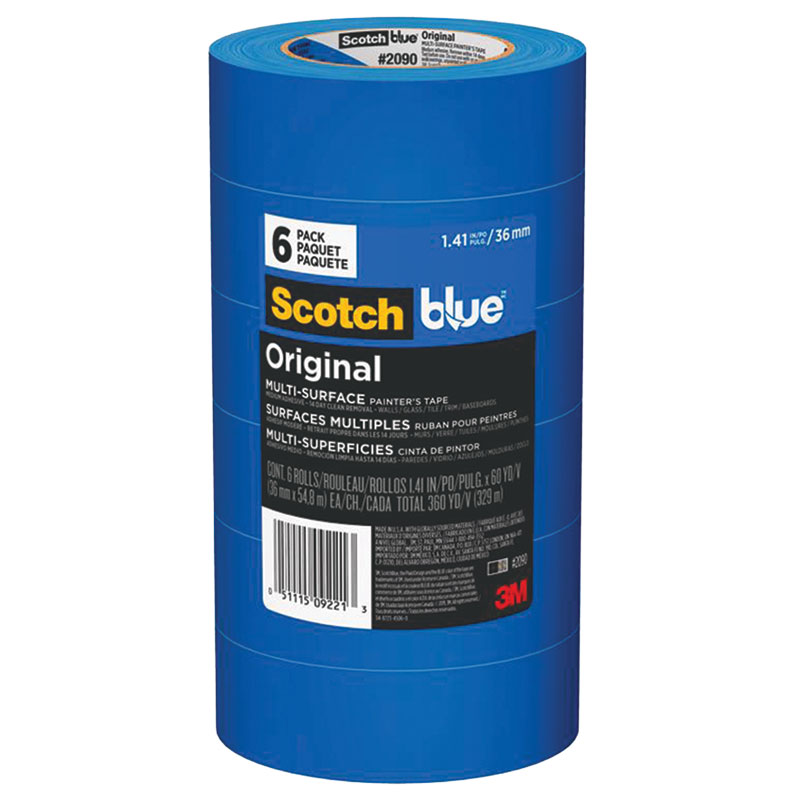 6 Pk. 1.41" X 60 Yd. 3M Scotch Blue Multi Surface Painters Tape
