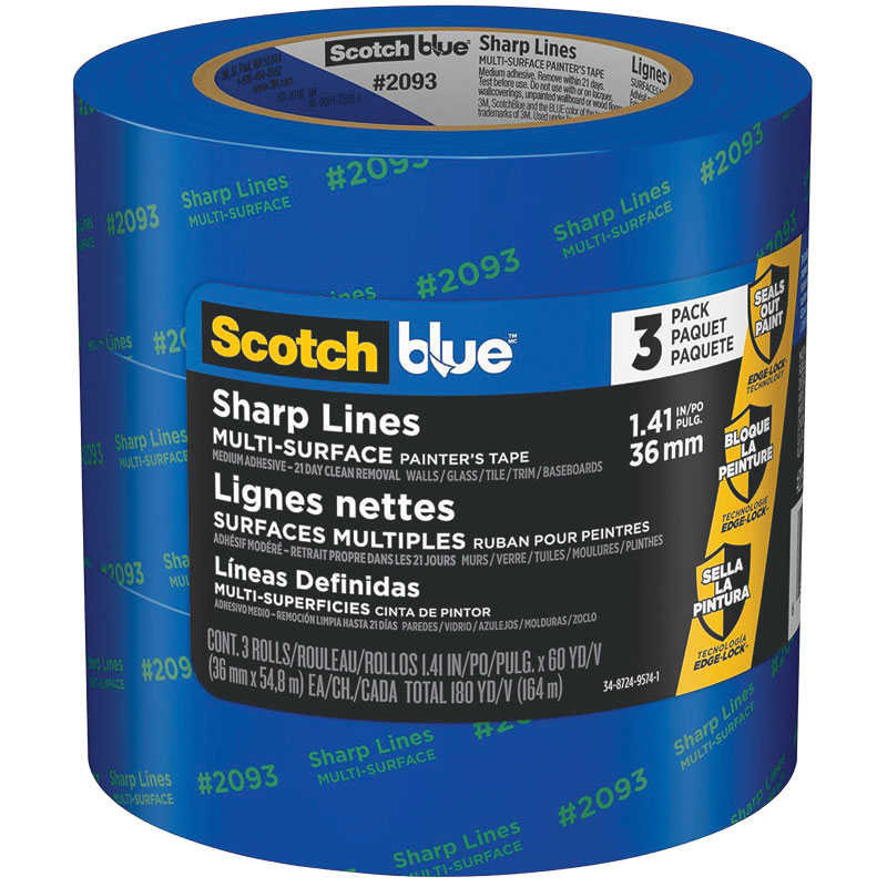 1.41" X 60 Yd. 3 Pk. 3M Scotch Blue Blue Medium Strength Painters Tape