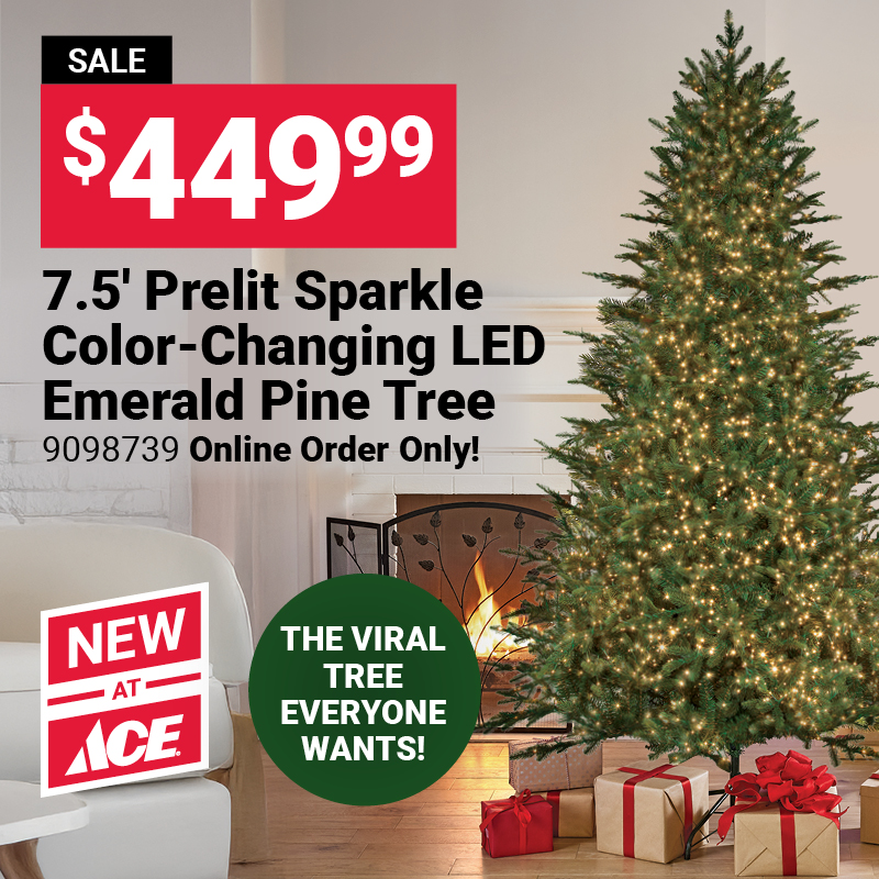 7.5' Prelit Sparkle Color-Changing LED Emerald Pine Tree